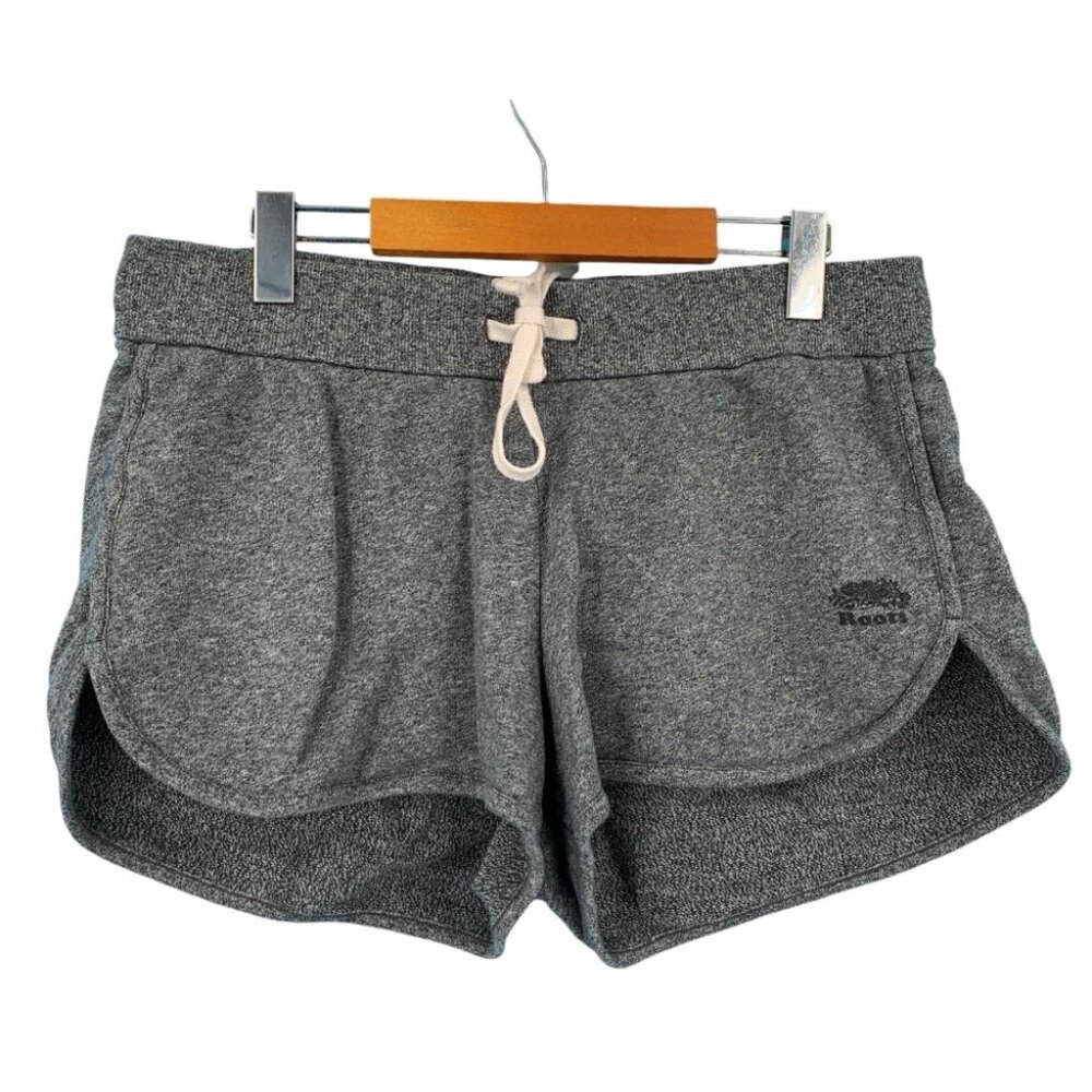 Roots Sweat Shorts Womens Large Grey Salt and Pepper Midrise Cotton Loungewear